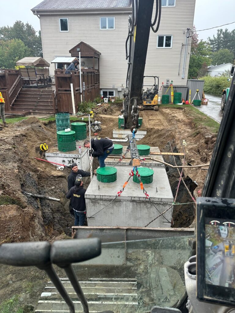 Installation de 7 réservoirs de fosse septique avec système de déphosphatation à Laplaine